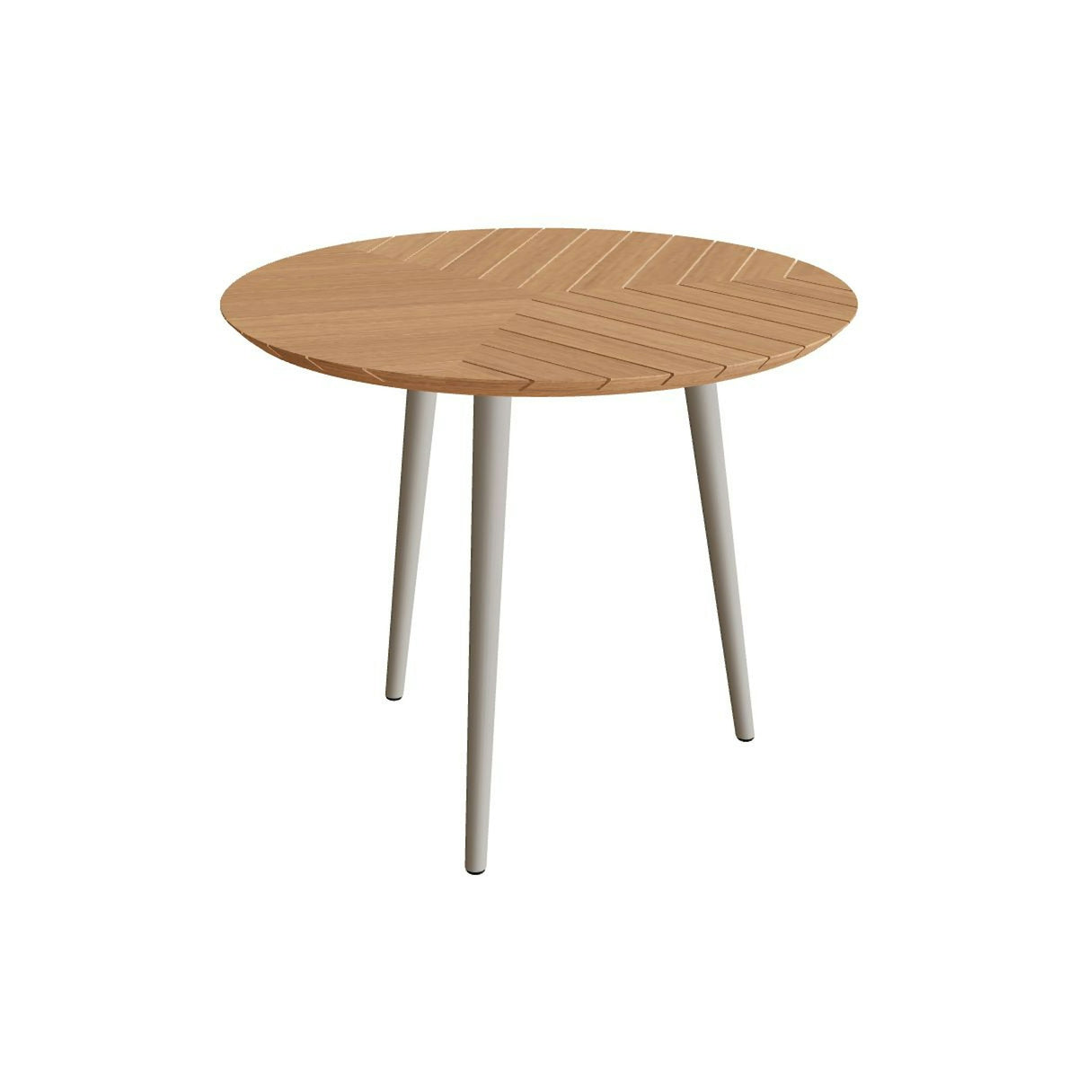 Royal Botania Styletto Esstisch rund 90 cm – Alu pebble · Teak