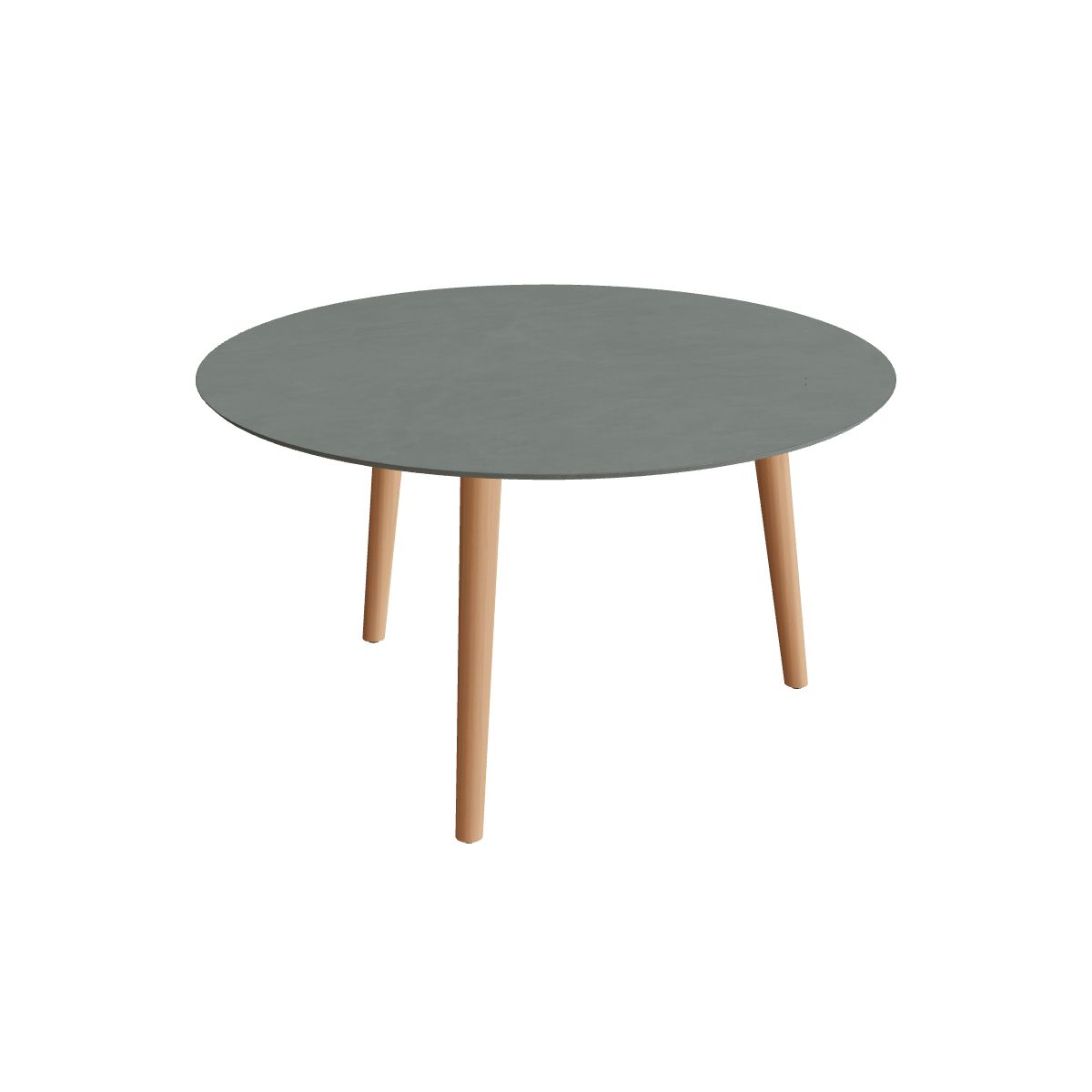 Royal Botania Styletto Low-Dining-Tisch rund 120 cm, Teakbeine, Keramik steingrün (Verdezza Amazon)