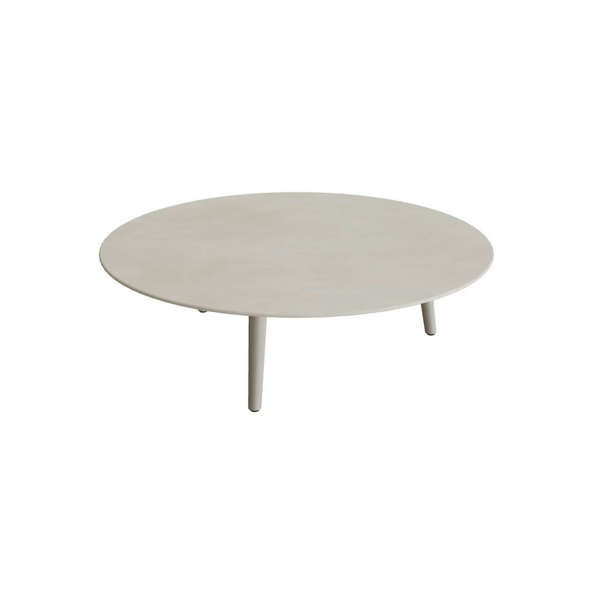 Royal Botania Styletto Loungetisch niedrig rund 120 cm – Alu pebble · Keramik zementgrau (Cemento Luminoso)