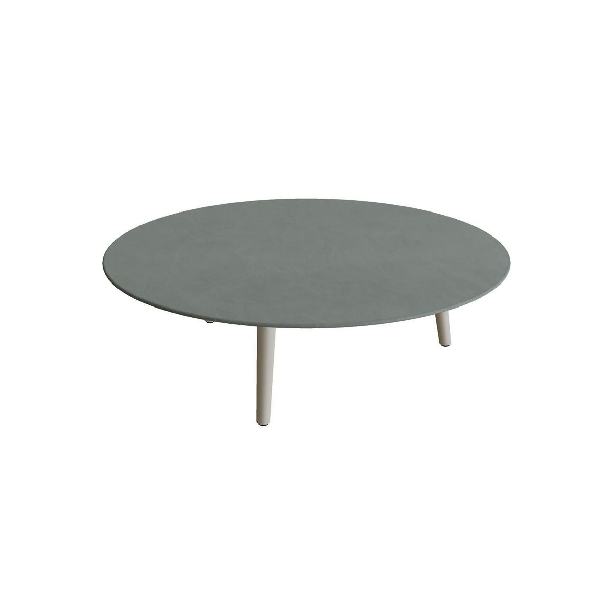Royal Botania Styletto Loungetisch niedrig rund 120 cm – Alu pebble · Keramik steingrün (Verdezza Amazon)