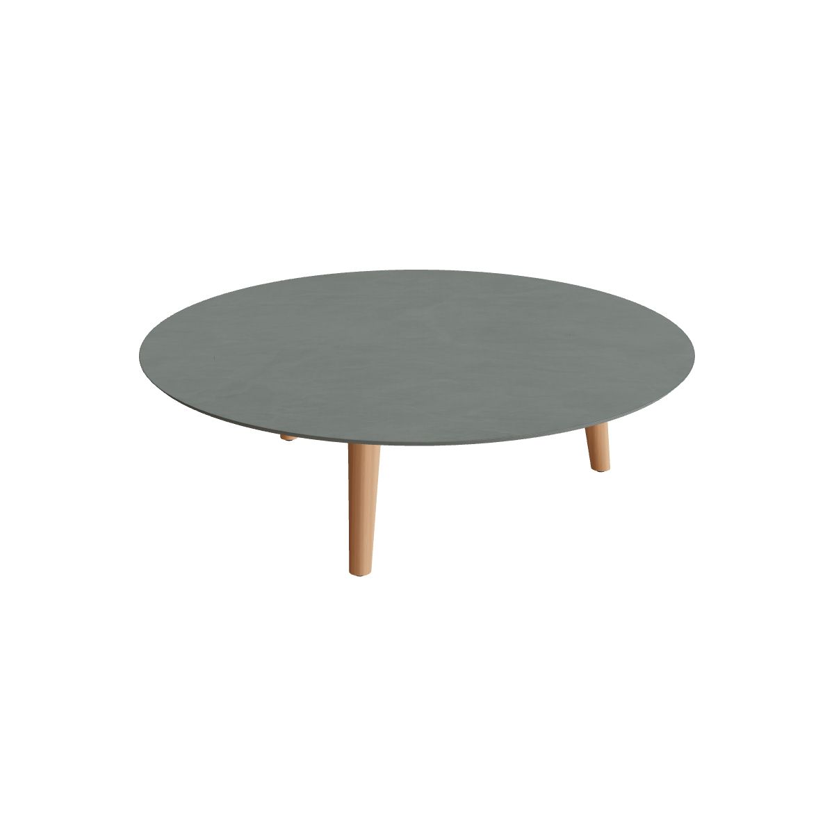 Royal Botania Styletto Loungetisch niedrig rund 120 cm, Teakbeine, Keramik steingrün (Verdezza Amazon)
