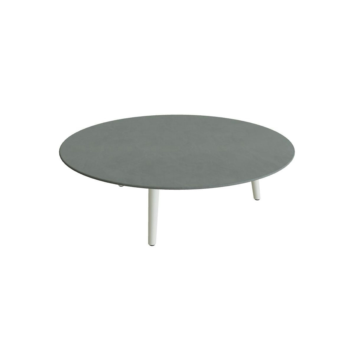 Royal Botania Styletto Loungetisch niedrig rund 120 cm – Alu weiß · Keramik steingrün (Verdezza Amazon)