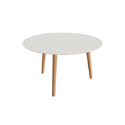 Royal Botania Styletto Low-Dining-Tisch rund 120 cm, Teakbeine, Keramik weiß (white)