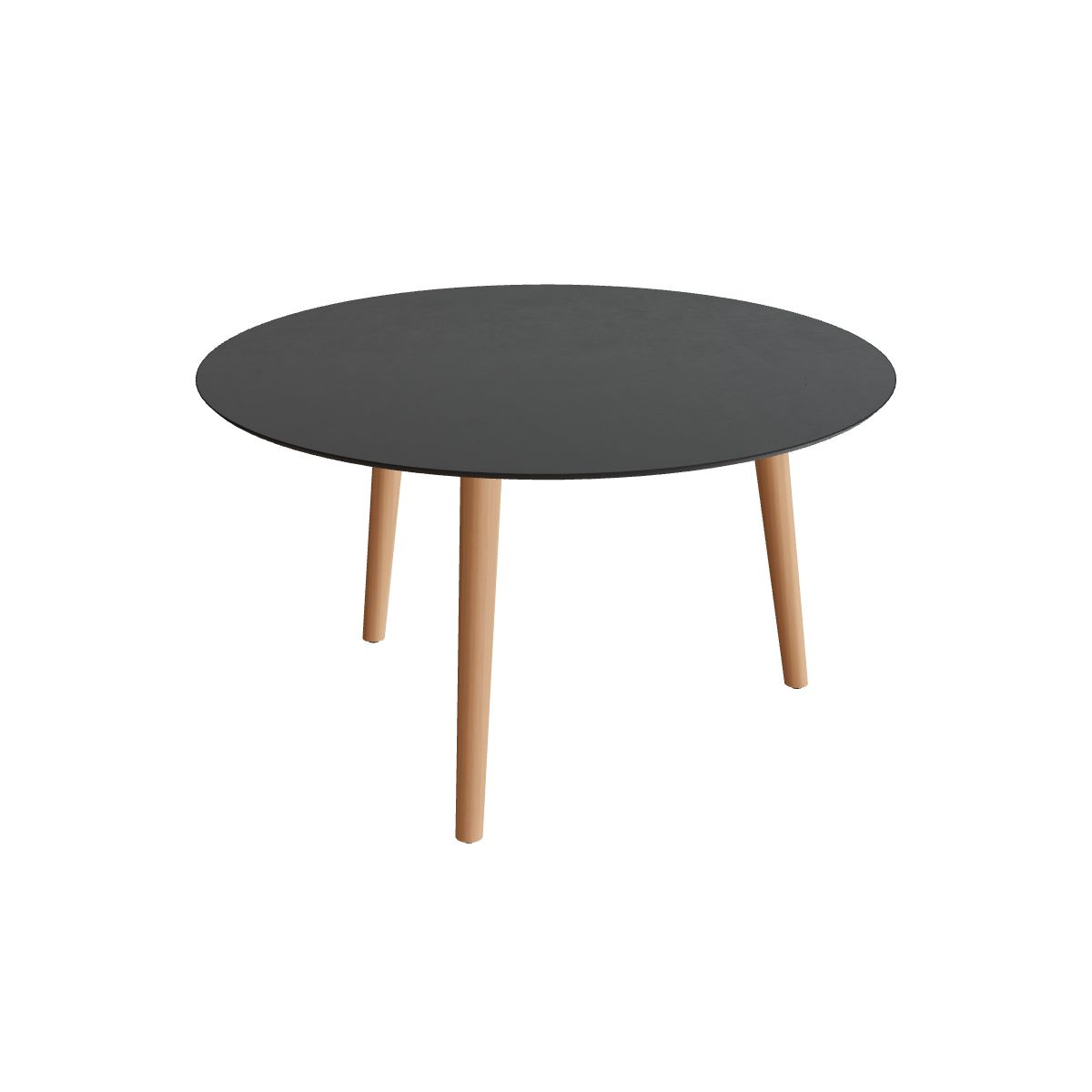 Royal Botania Styletto Low-Dining-Tisch rund 120 cm, Teakbeine, Keramik schwarz (black)