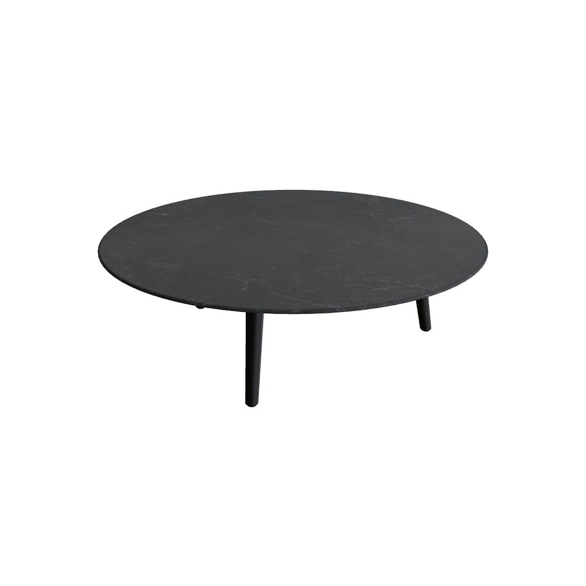 Royal Botania Styletto Loungetisch niedrig rund 120 cm – Alu bronze · Keramik schwarz geädert (Nero Marquina)