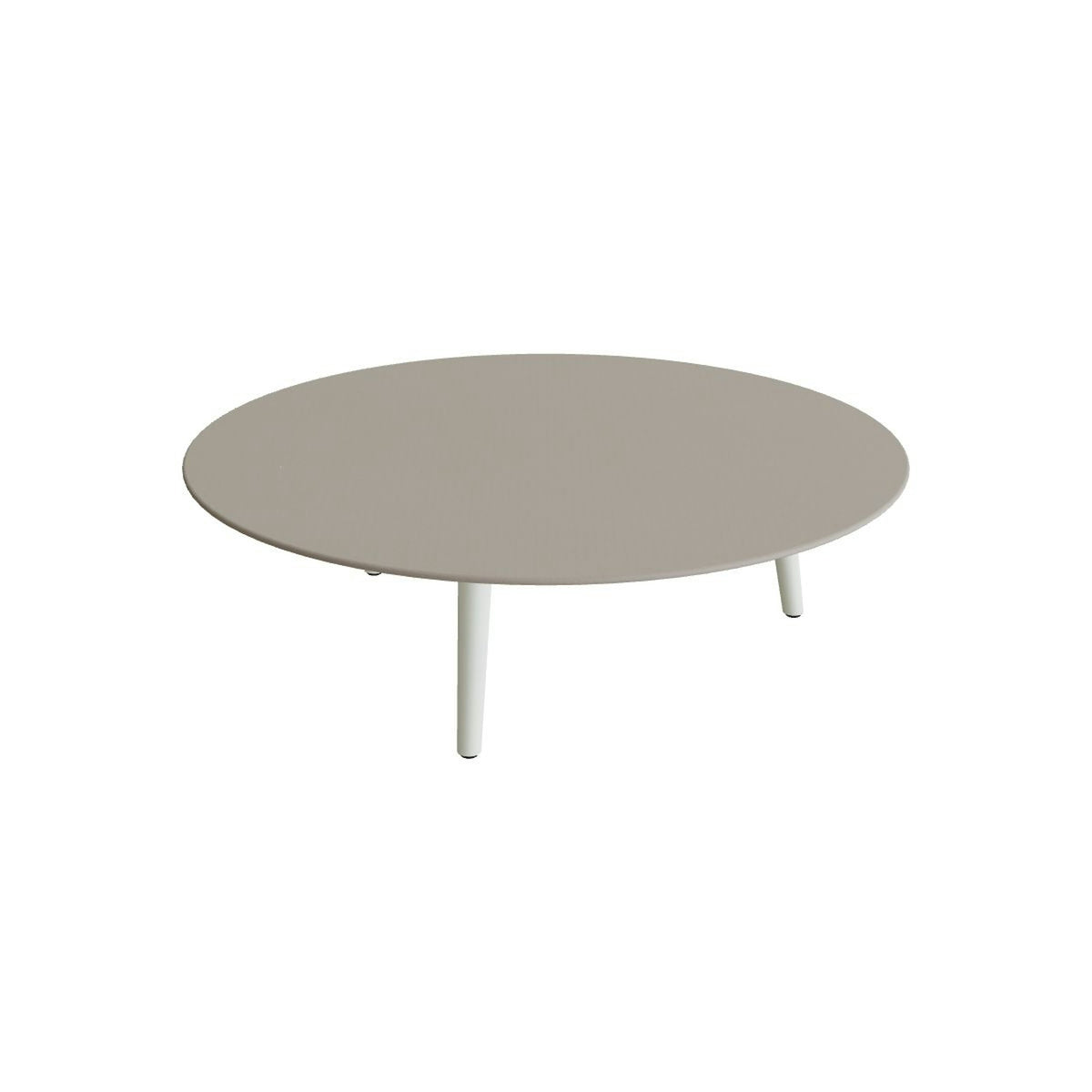 Royal Botania Styletto Loungetisch niedrig rund 120 cm – Alu weiß · Keramik perlgrau (Pearl Grey)