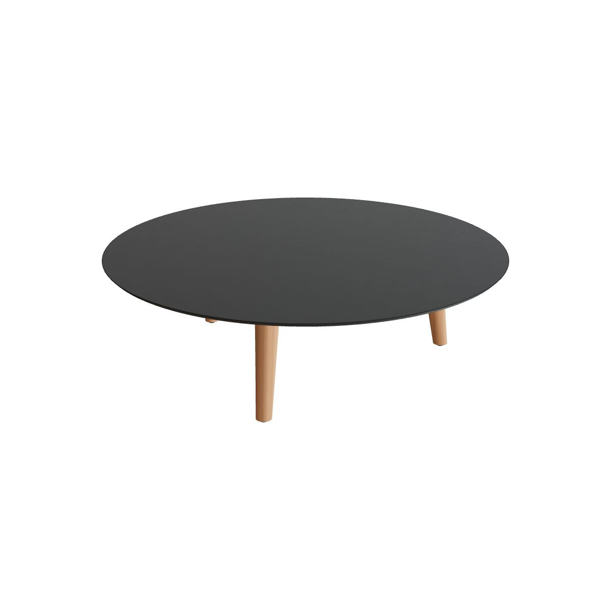Royal Botania Styletto Loungetisch niedrig rund 120 cm, Teakbeine, Keramik schwarz (black)