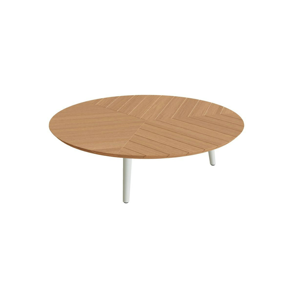 Royal Botania Styletto Loungetisch niedrig rund 120 cm – Alu weiß · Teak