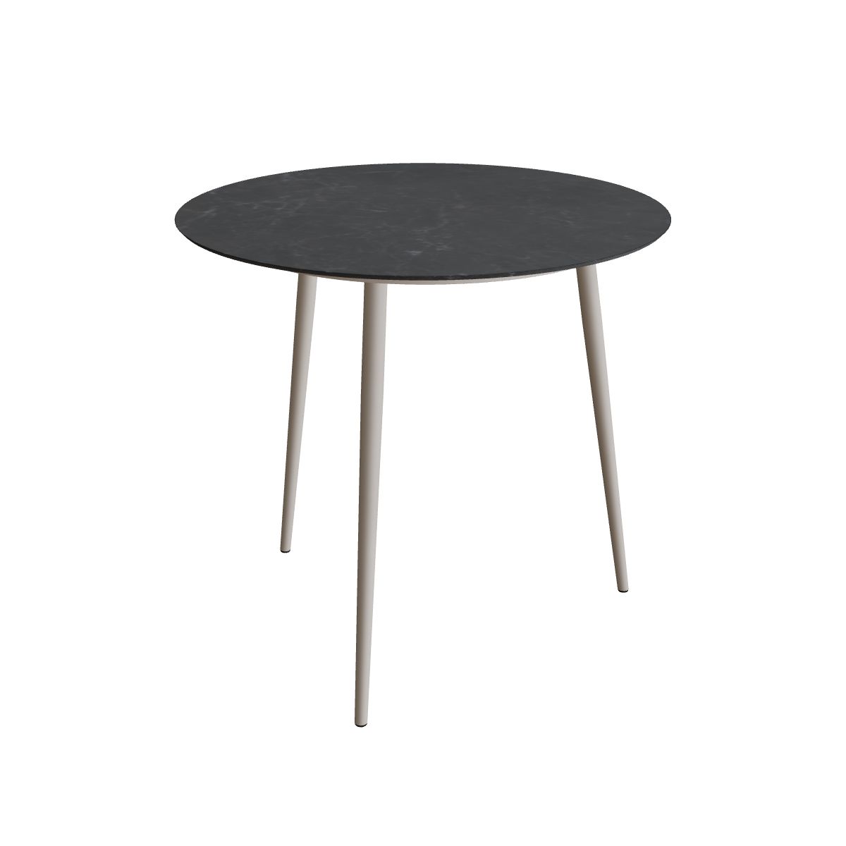 Royal Botania Styletto Bartisch rund 120 cm, Alu pebble, Keramik schwarz geädert (Nero Marquina)