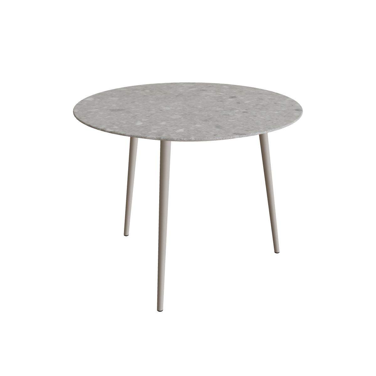 Royal Botania Styletto Thekentisch rund 120 cm, Alu pebble, Keramik grau gemustert (Ceppo Dolomitica)