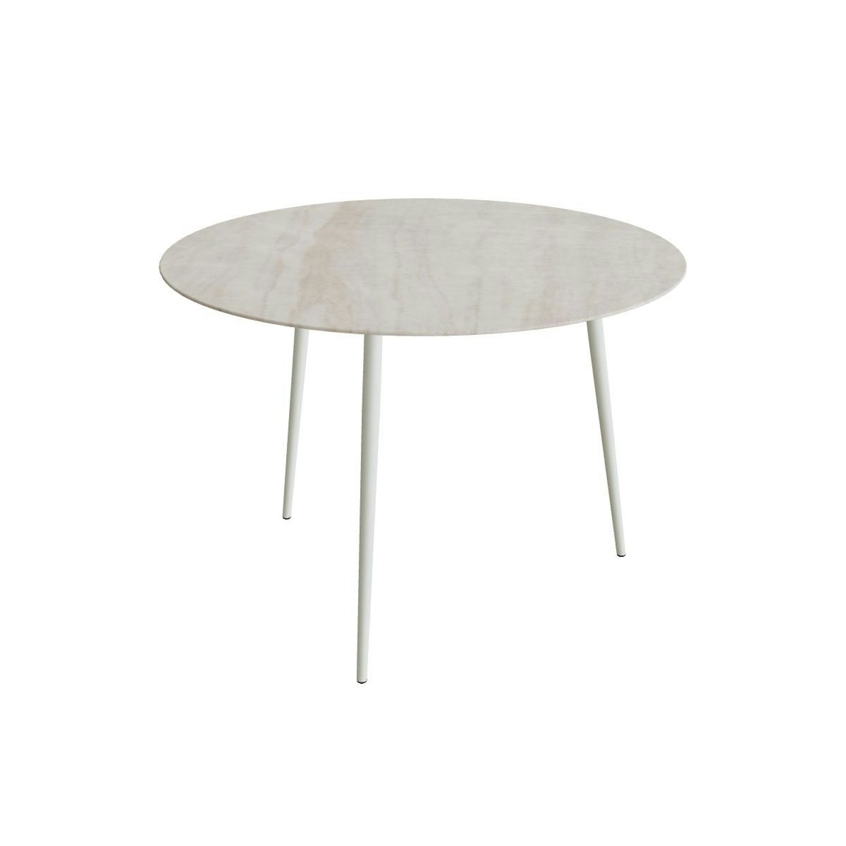 Royal Botania Styletto Bartisch rund 160 cm – Alu weiß · Keramik grau-braun geädert (Strato Quartz)