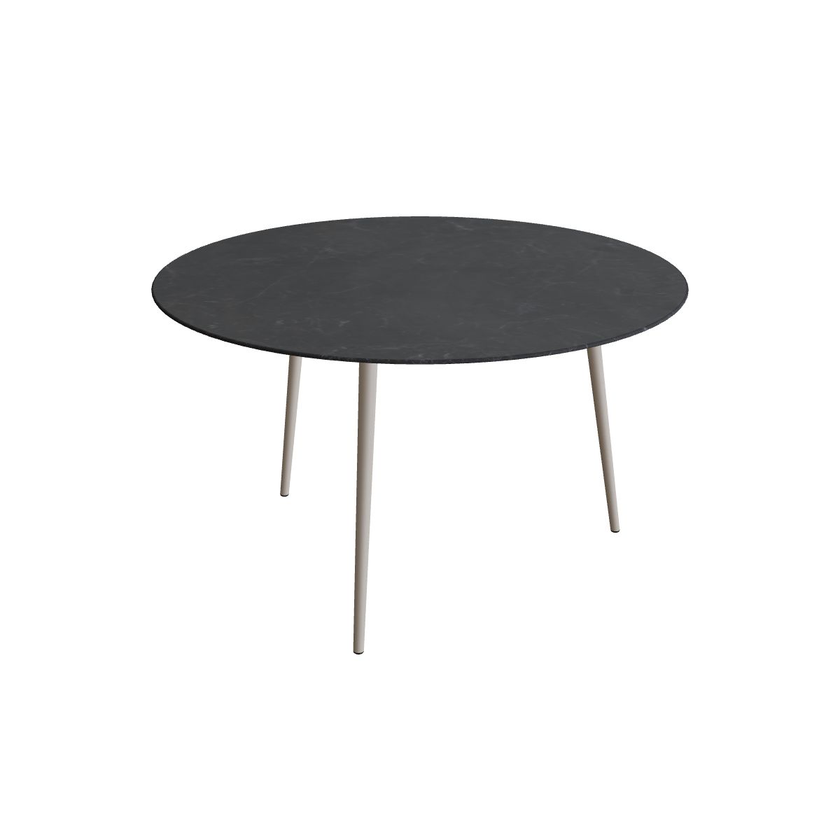 Royal Botania Styletto Thekentisch rund 160 cm, Alu pebble, Keramik schwarz geädert (Nero Marquina)