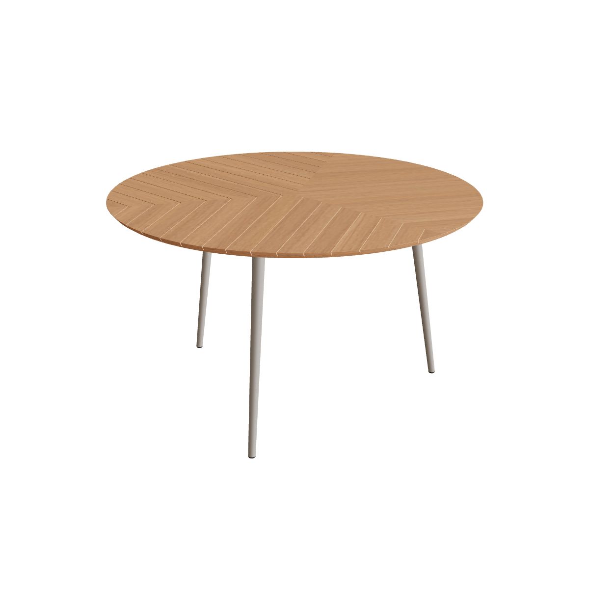 Royal Botania Styletto Thekentisch rund 160 cm, Alu pebble, Teak