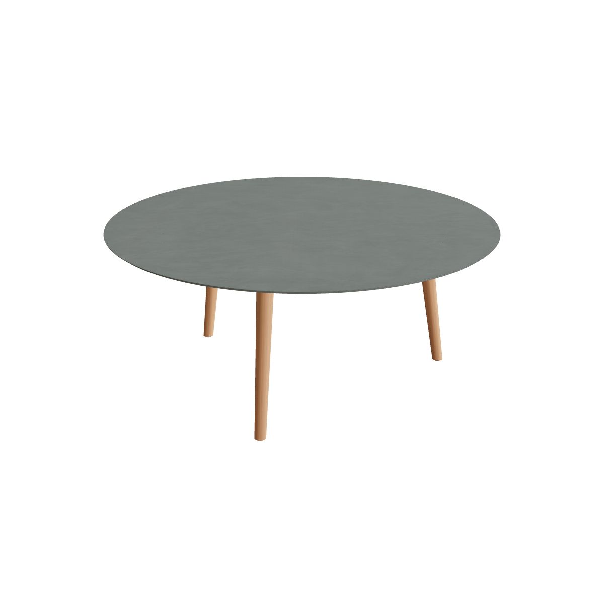 Royal Botania Styletto Low-Dining-Tisch rund 160 cm, Teakbeine, Keramik steingrün (Verdezza Amazon)