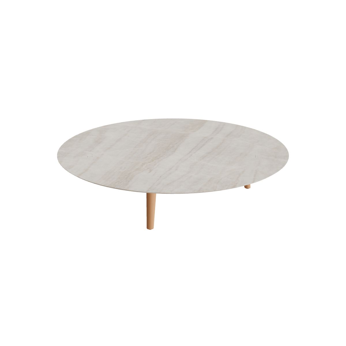 Royal Botania Styletto Loungetisch niedrig rund 160 cm, Teakbeine, Keramik grau-braun geädert (Strato Quartz)