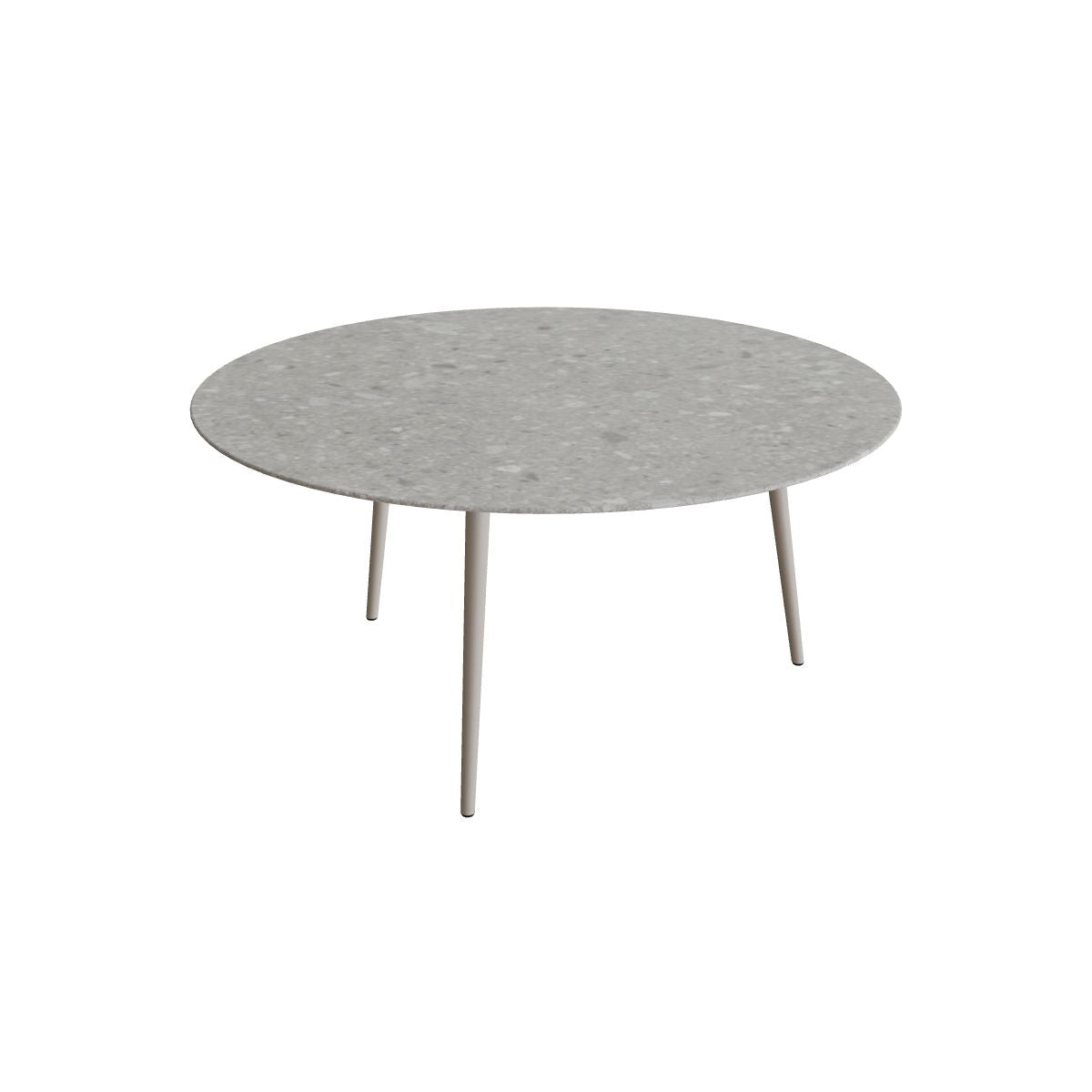 Royal Botania Styletto Esstisch rund 160 cm, Alu pebble, Keramik grau gemustert (Ceppo Dolomitica)