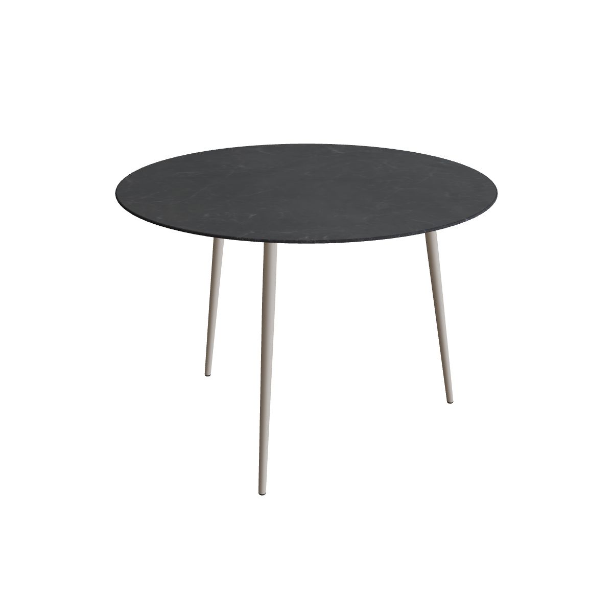 Royal Botania Styletto Bartisch rund 160 cm, Alu pebble, Keramik schwarz geädert (Nero Marquina)