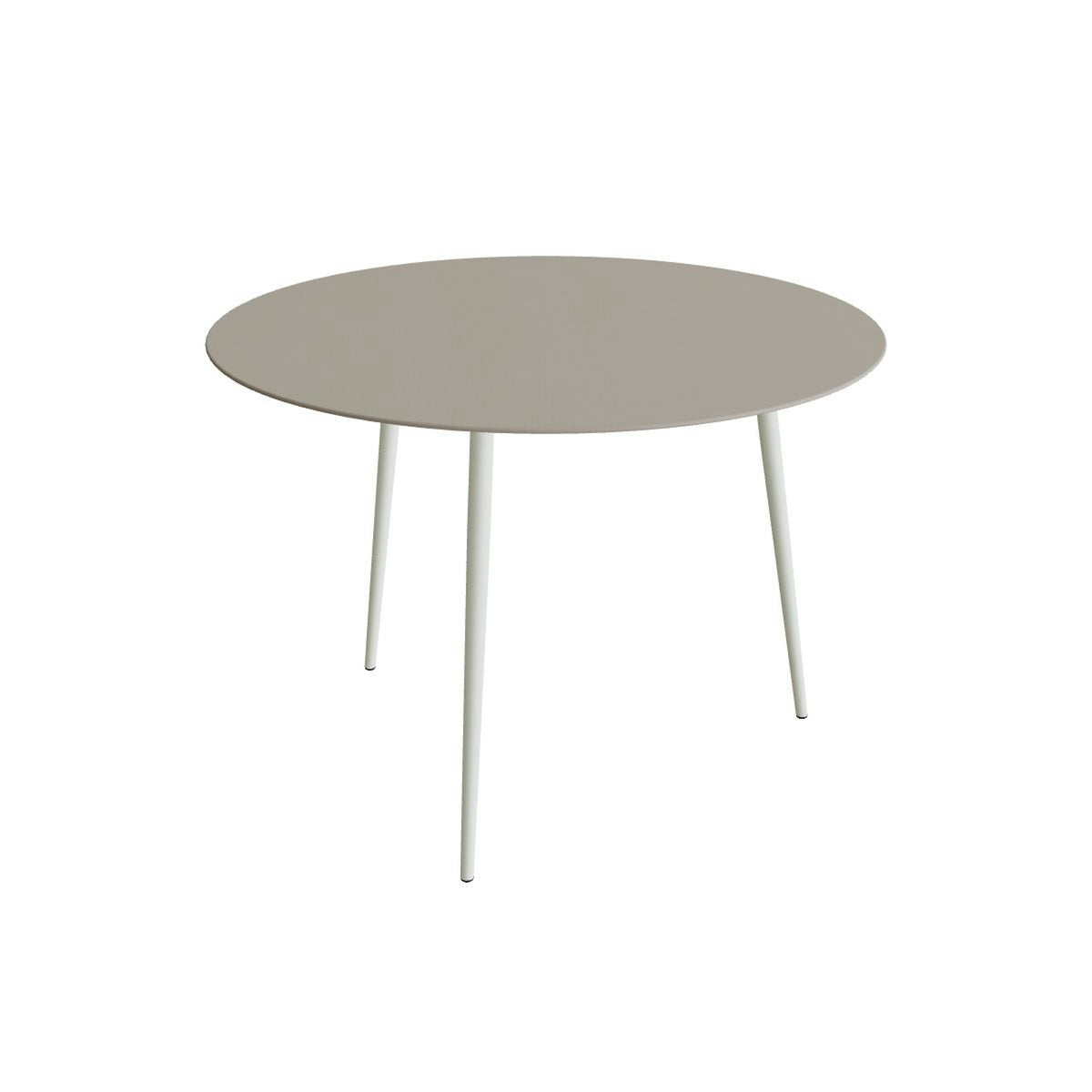 Royal Botania Styletto Bartisch rund 160 cm – Alu weiß · Keramik perlgrau (Pearl Grey)