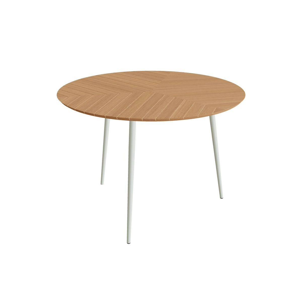 Royal Botania Styletto Bartisch rund 160 cm – Alu weiß · Teak