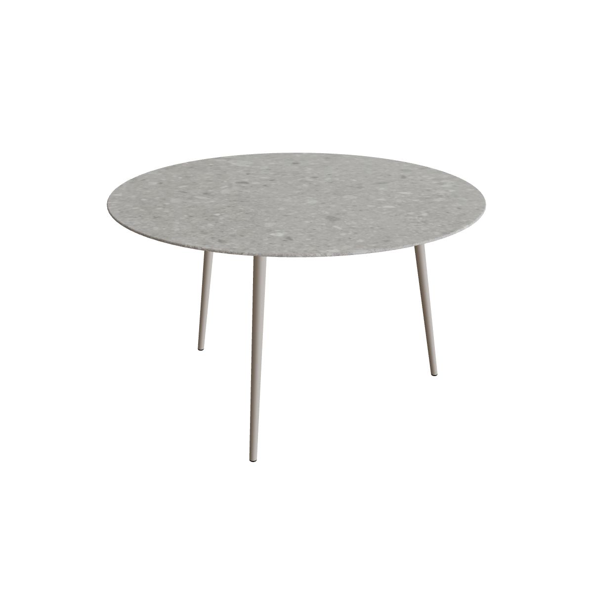 Royal Botania Styletto Thekentisch rund 160 cm, Alu pebble, Keramik grau gemustert (Ceppo Dolomitica)