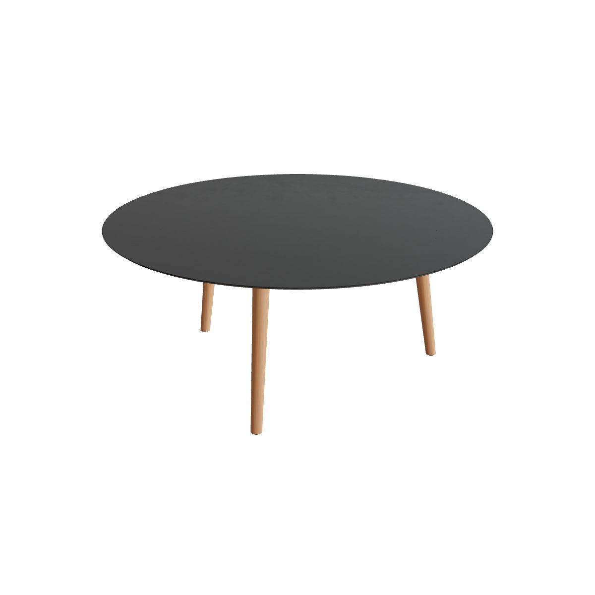 Royal Botania Styletto Low-Dining-Tisch rund 160 cm, Teakbeine, Keramik schwarz (black)
