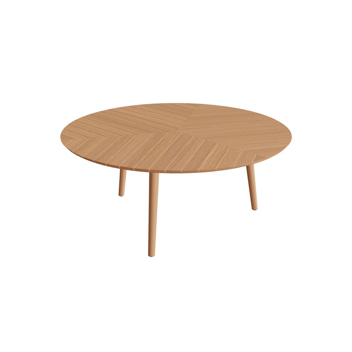 Royal Botania Styletto Low-Dining-Tisch rund 160 cm, Teakbeine, Teak
