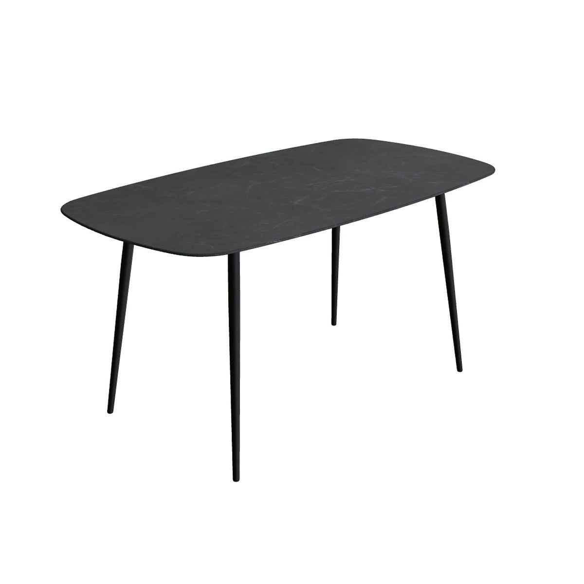 Royal Botania Styletto Bartisch oval 220 x 120 cm – Alu bronze · Keramik schwarz geädert (Nero Marquina)