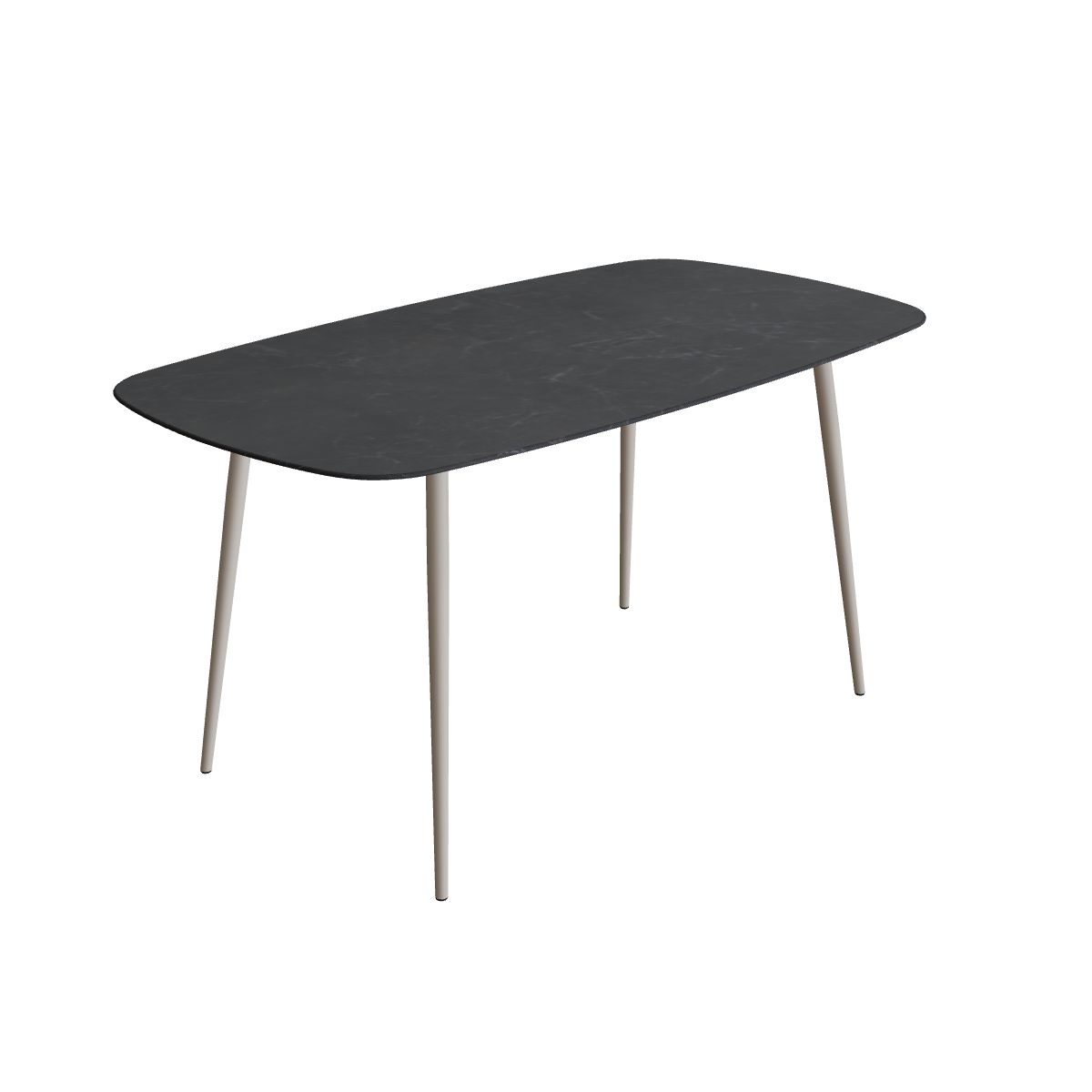 Royal Botania Styletto Bartisch oval 220 x 120 cm, Alu pebble, Keramik schwarz geädert (Nero Marquina)
