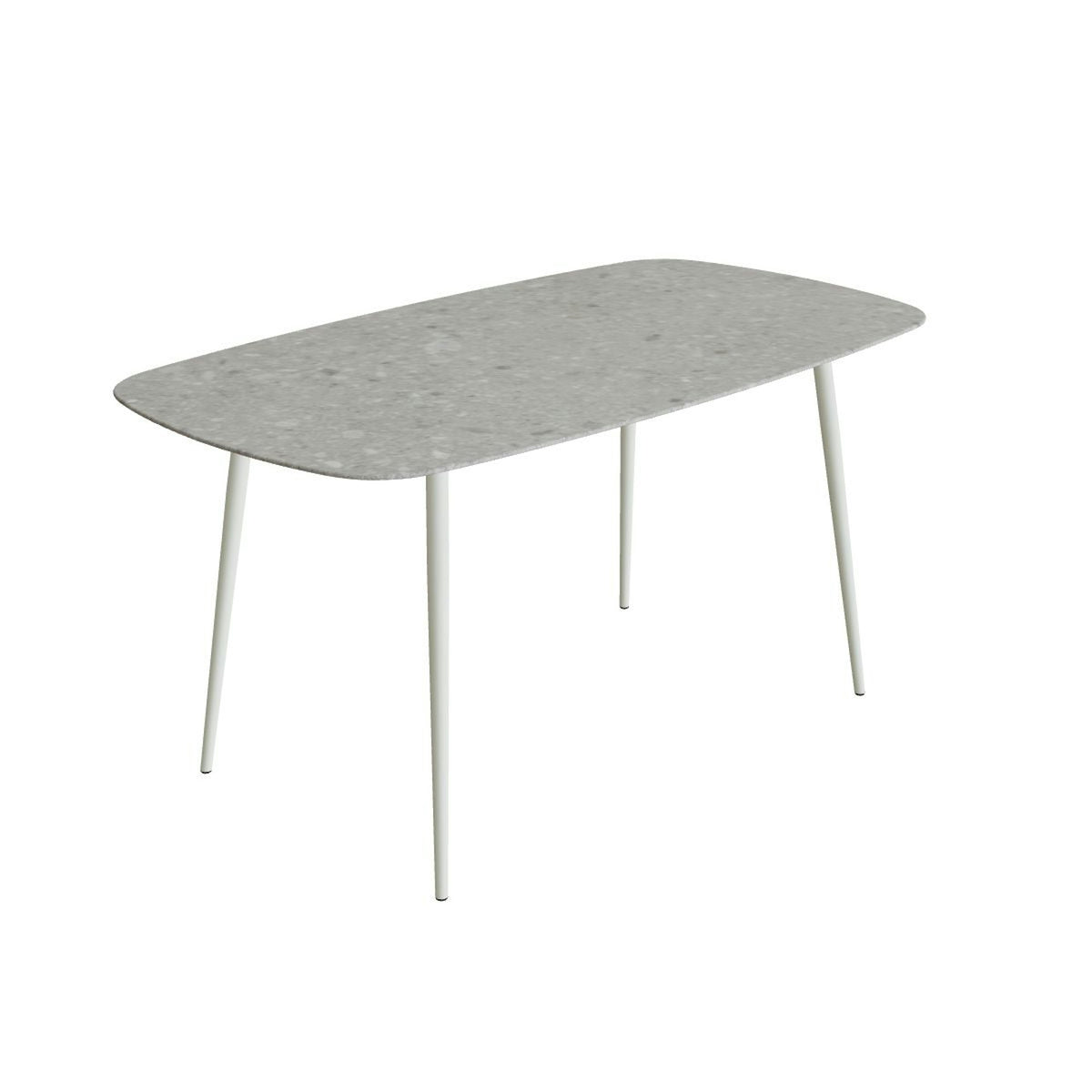 Royal Botania Styletto Bartisch oval 220 x 120 cm – Alu weiß · Keramik grau gemustert (Ceppo Dolomitica)