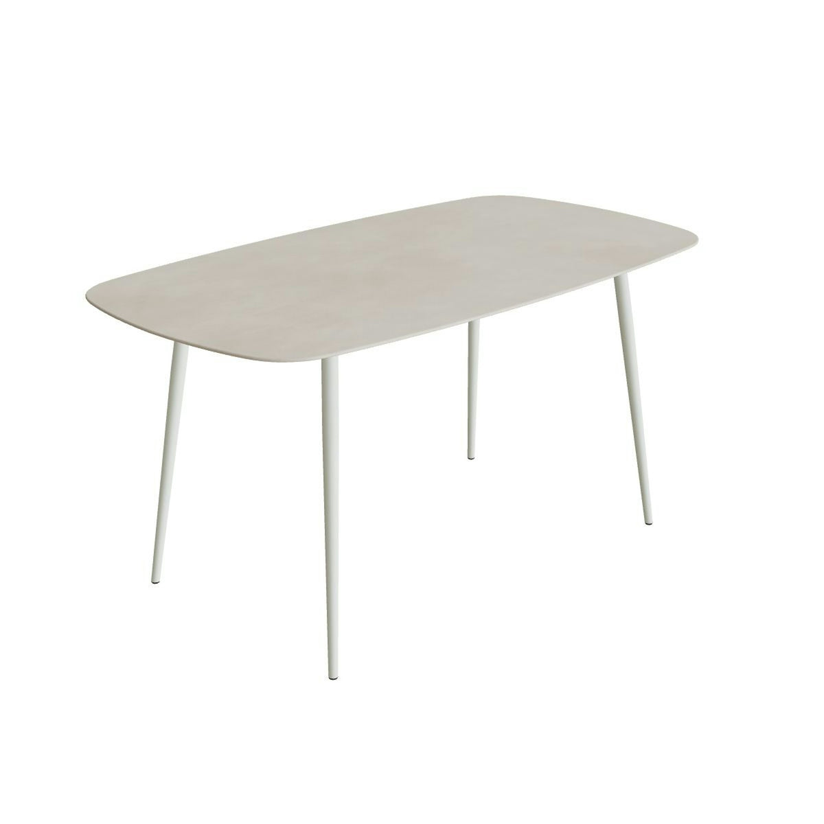 Royal Botania Styletto Bartisch oval 220 x 120 cm – Alu weiß · Keramik zementgrau (Cemento Luminoso)
