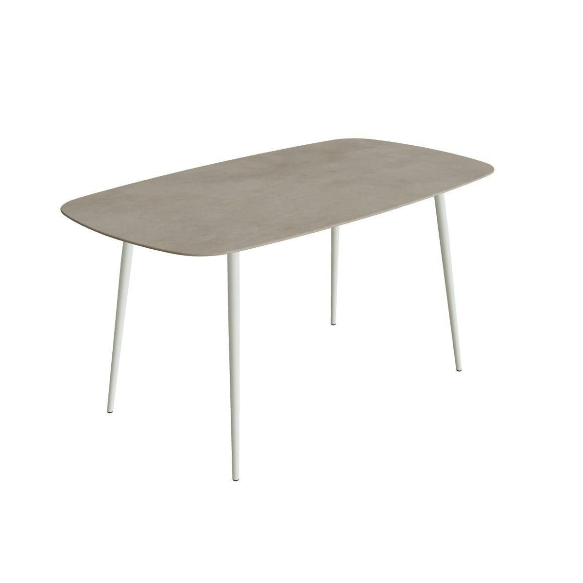 Royal Botania Styletto Bartisch oval 220 x 120 cm – Alu weiß · Keramik graubraun (Terra Sabbia)
