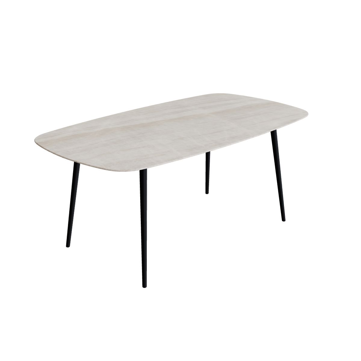 Royal Botania Styletto Thekentisch oval 220 x 120 cm, Alu anthrazit, Keramik grau-braun geädert (Strato Quartz)