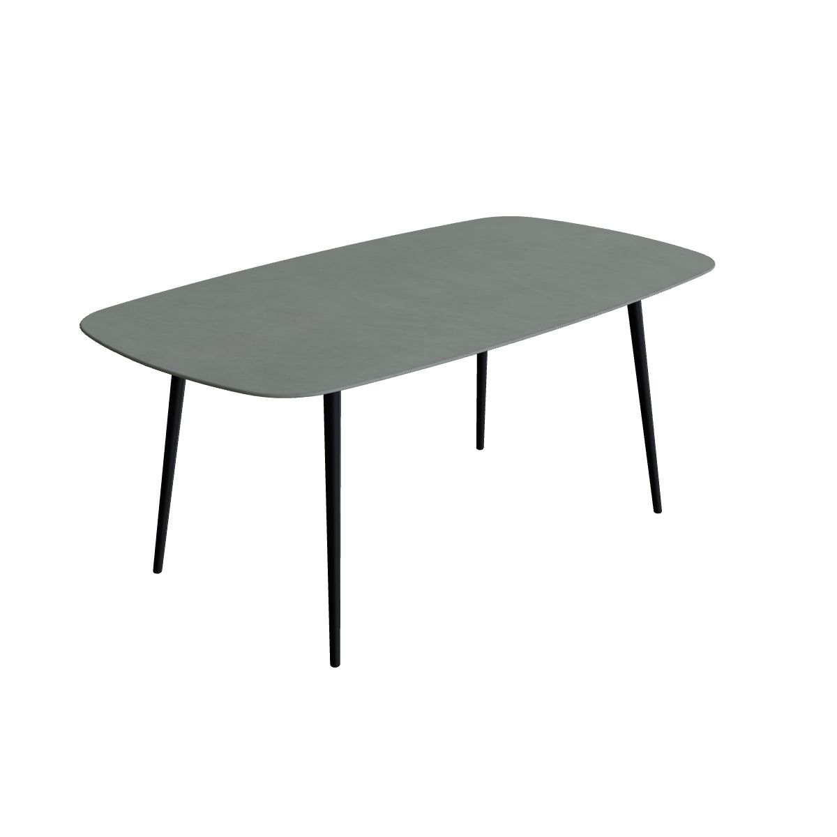 Royal Botania Styletto Thekentisch oval 220 x 120 cm, Alu anthrazit, Keramik steingrün (Verdezza Amazon)