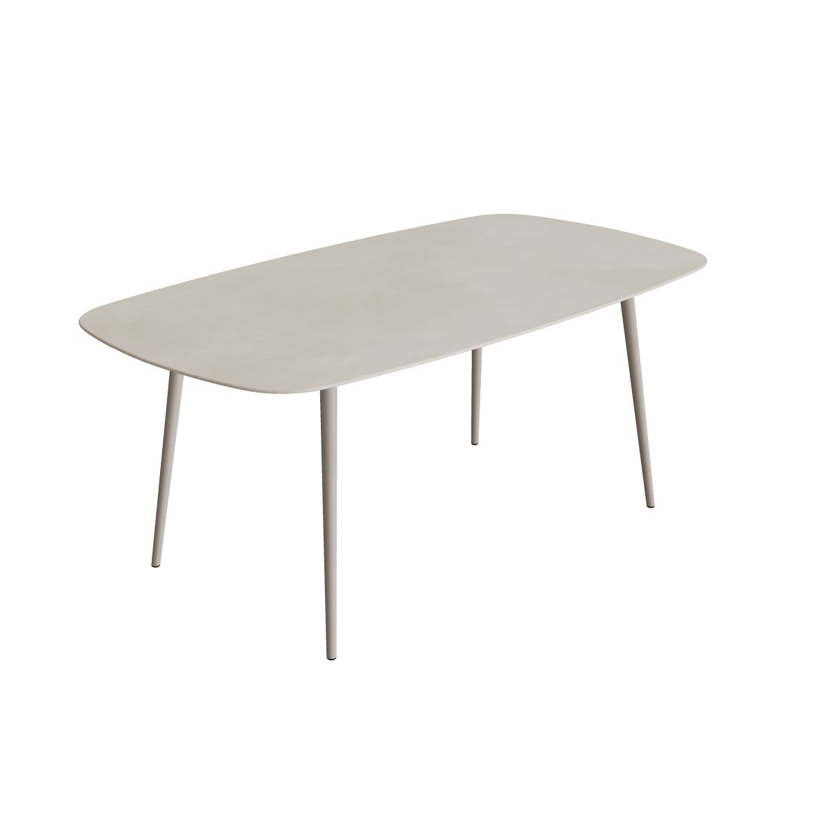 Royal Botania Styletto Thekentisch oval 220 x 120 cm, Alu pebble, Keramik zementgrau (Cemento Luminoso)