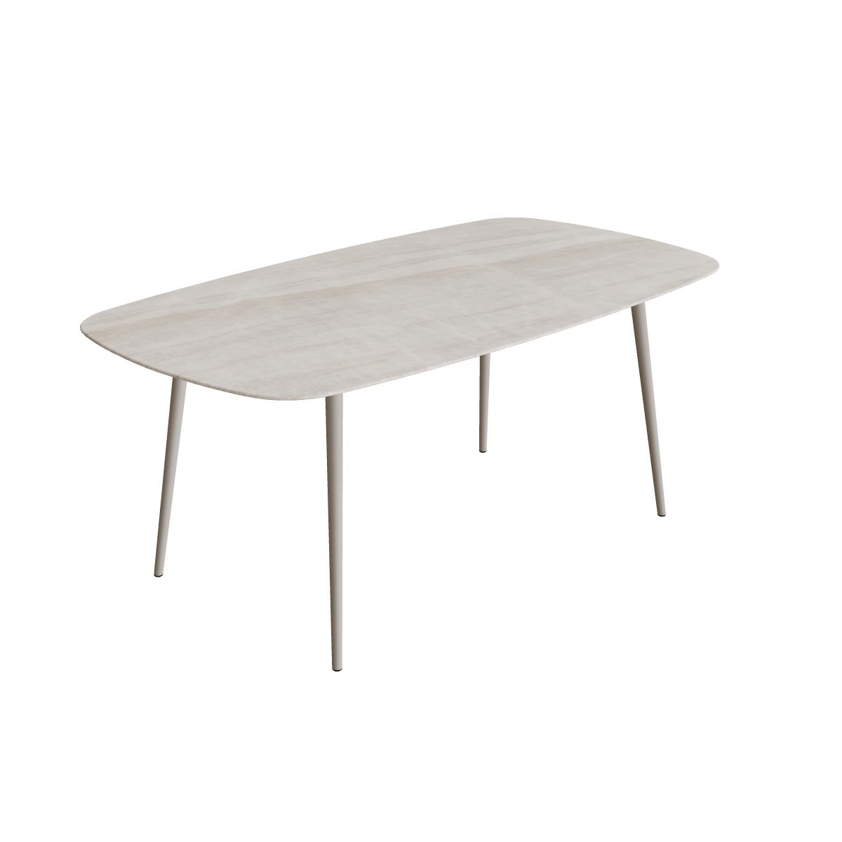 Royal Botania Styletto Thekentisch oval 220 x 120 cm, Alu pebble, Keramik grau-braun geädert (Strato Quartz)
