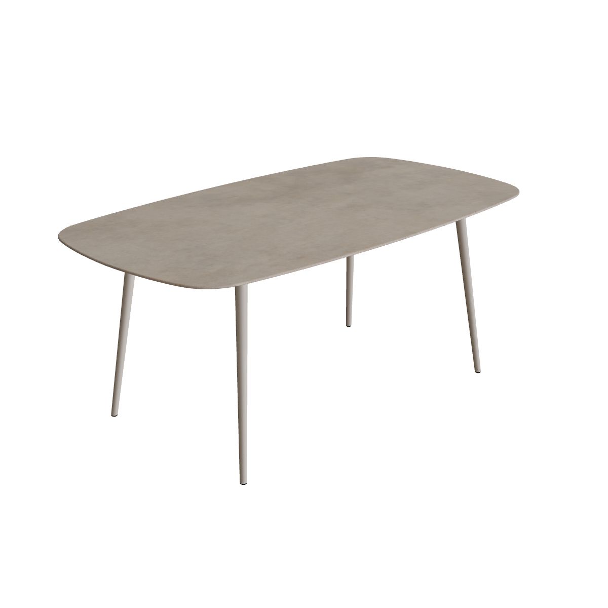Royal Botania Styletto Thekentisch oval 220 x 120 cm, Alu pebble, Keramik graubraun (Terra Sabbia)