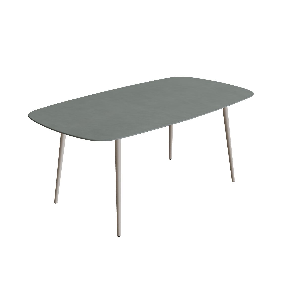 Royal Botania Styletto Thekentisch oval 220 x 120 cm, Alu pebble, Keramik steingrün (Verdezza Amazon)
