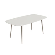 Royal Botania Styletto Thekentisch oval 220 x 120 cm, Alu pebble, Keramik weiß (white)