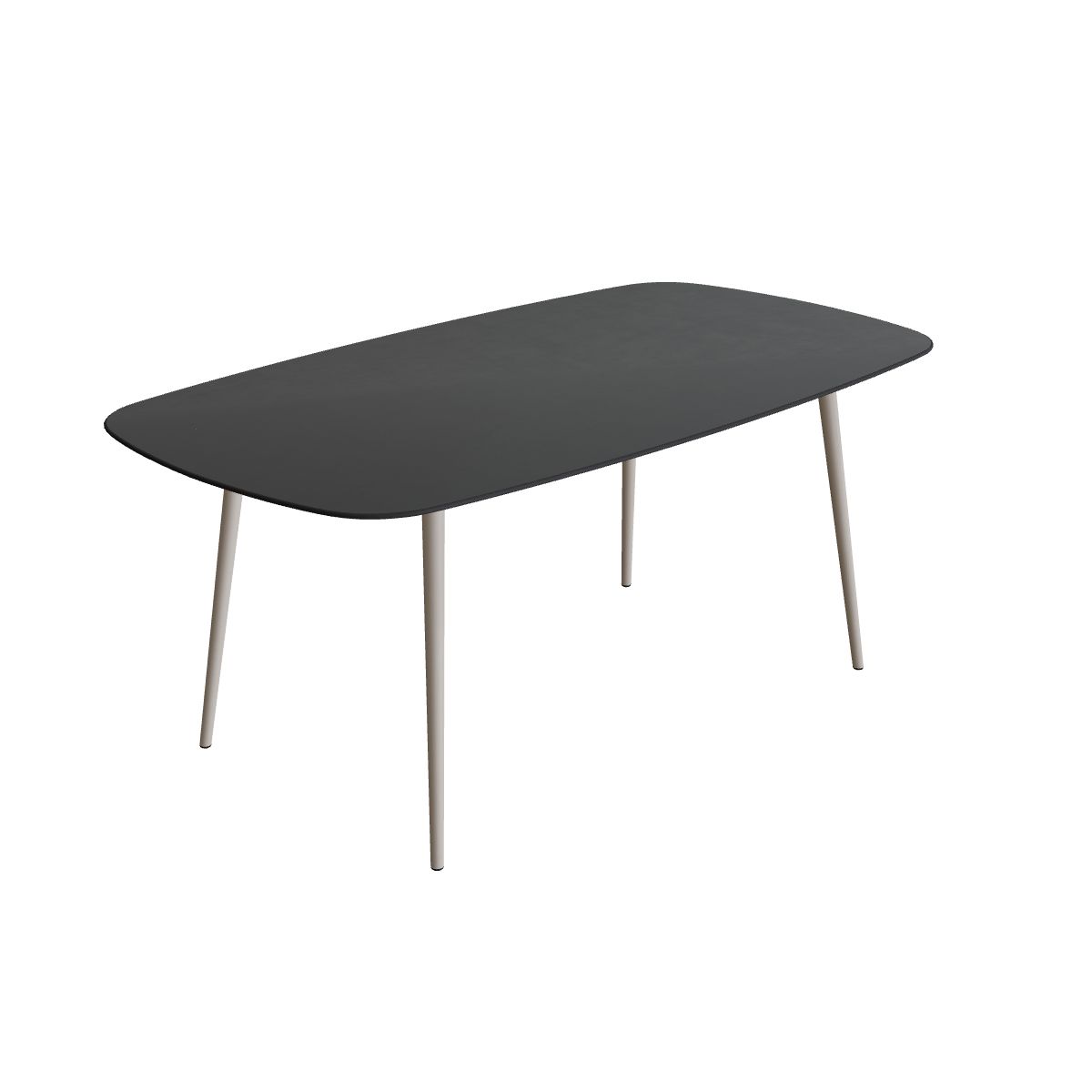 Royal Botania Styletto Thekentisch oval 220 x 120 cm, Alu pebble, Keramik schwarz (black)