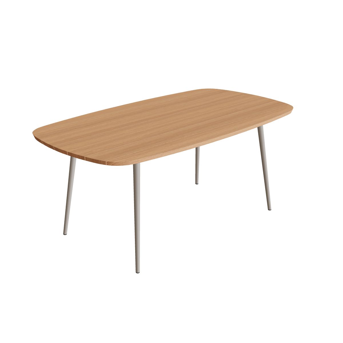 Royal Botania Styletto Thekentisch oval 220 x 120 cm, Alu pebble, Teak