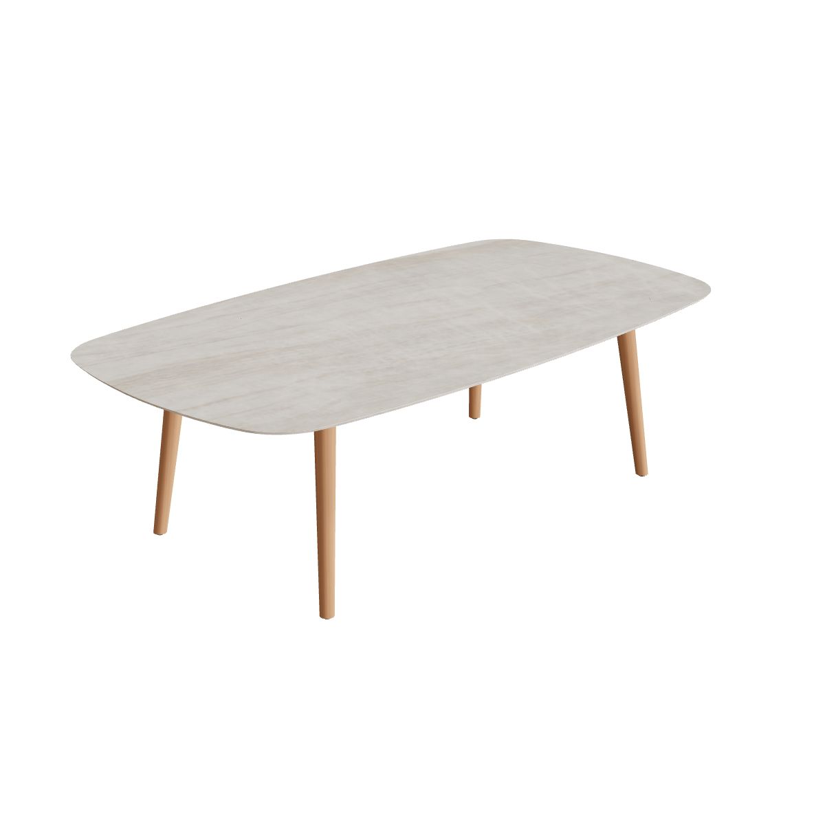 Royal Botania Styletto Low-Dining-Tisch oval 220 x 120 cm, Teakbeine, Keramik grau-braun geädert (Strato Quartz)