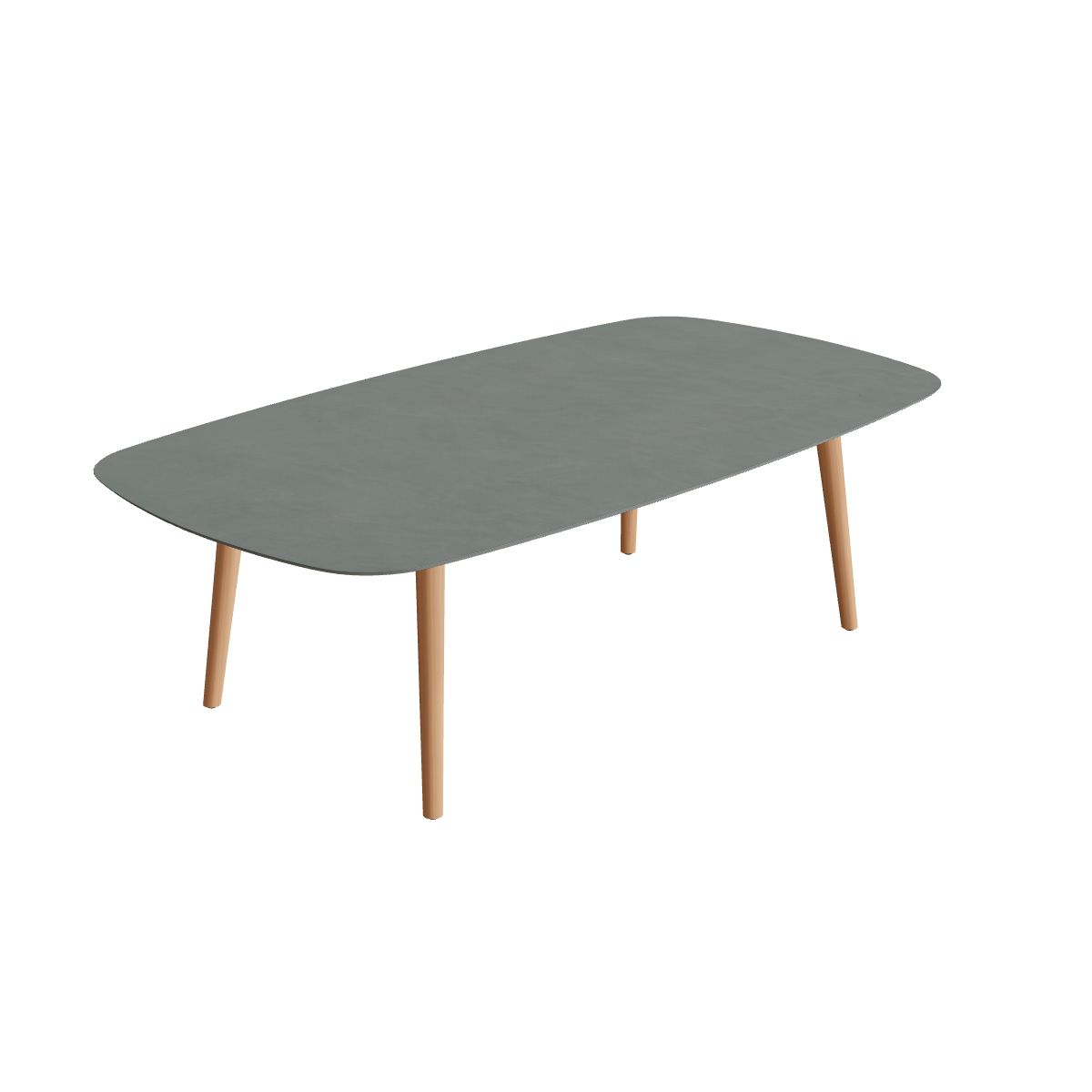 Royal Botania Styletto Low-Dining-Tisch oval 220 x 120 cm, Teakbeine, Keramik steingrün (Verdezza Amazon)