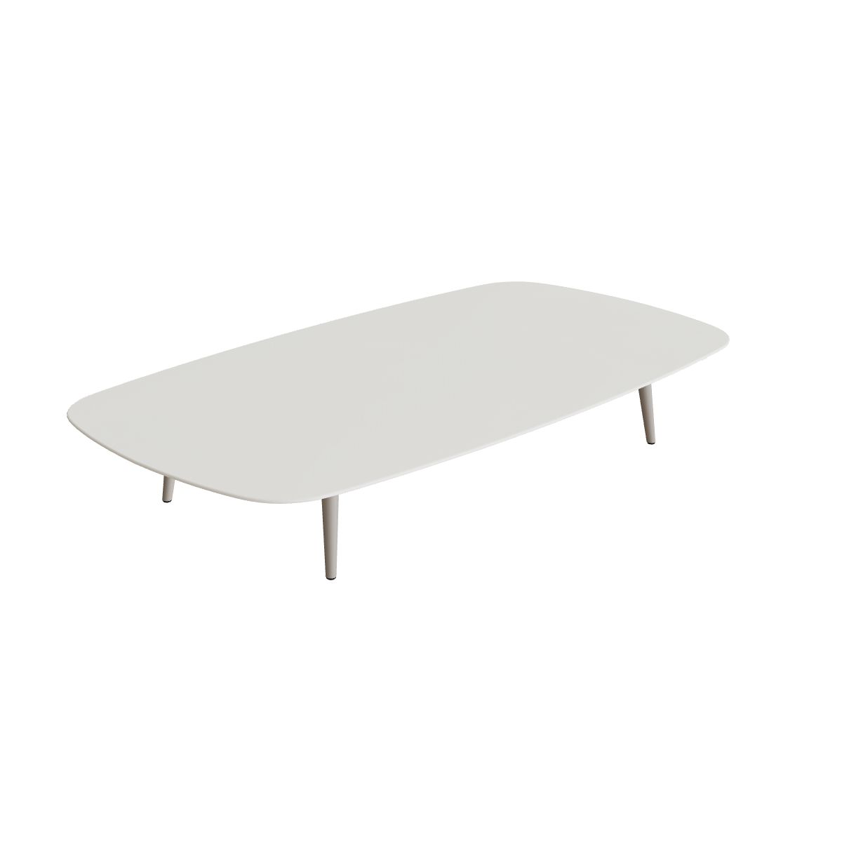 Royal Botania Styletto Loungetisch niedrig oval 220 x 120 cm, Alu pebble, Keramik weiß (white)