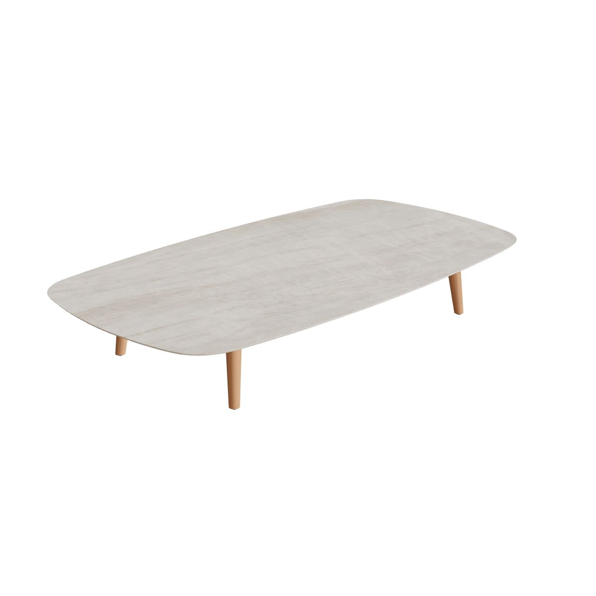 Royal Botania Styletto Loungetisch niedrig oval 220 x 120 cm, Teakbeine, Keramik grau-braun geädert (Strato Quartz)