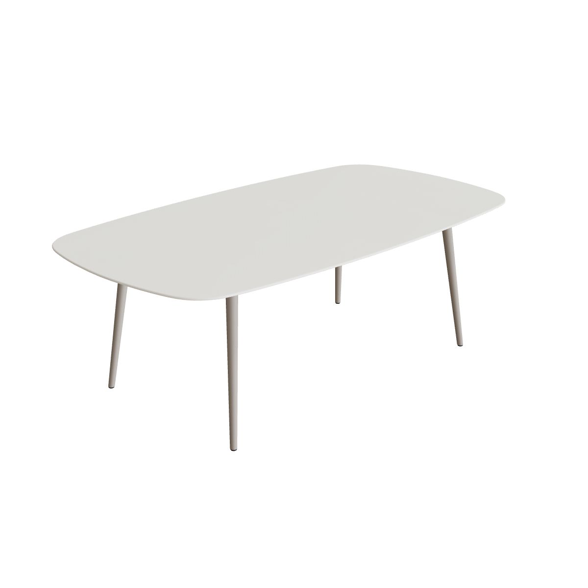 Royal Botania Styletto Esstisch oval 220 x 120 cm, Alu pebble, Keramik weiß (white)