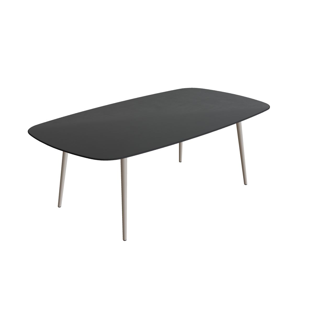 Royal Botania Styletto Esstisch oval 220 x 120 cm, Alu pebble, Keramik schwarz (black)