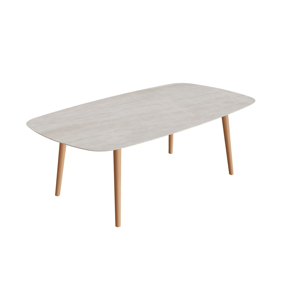 Royal Botania Styletto Esstisch oval 220 x 120 cm, Teakbeine, Keramik grau-braun geädert (Strato Quartz)