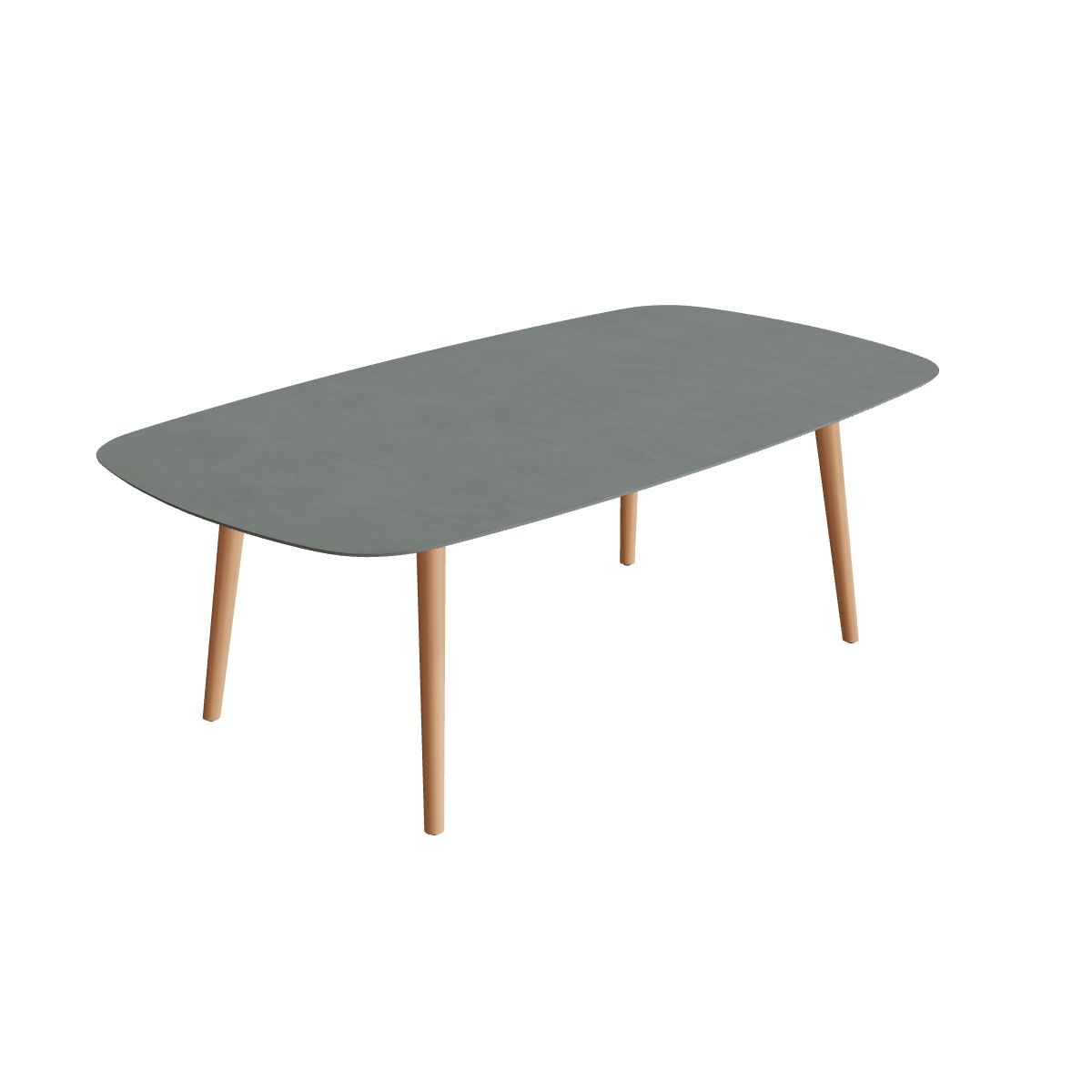 Royal Botania Styletto Esstisch oval 220 x 120 cm, Teakbeine, Keramik steingrün (Verdezza Amazon)