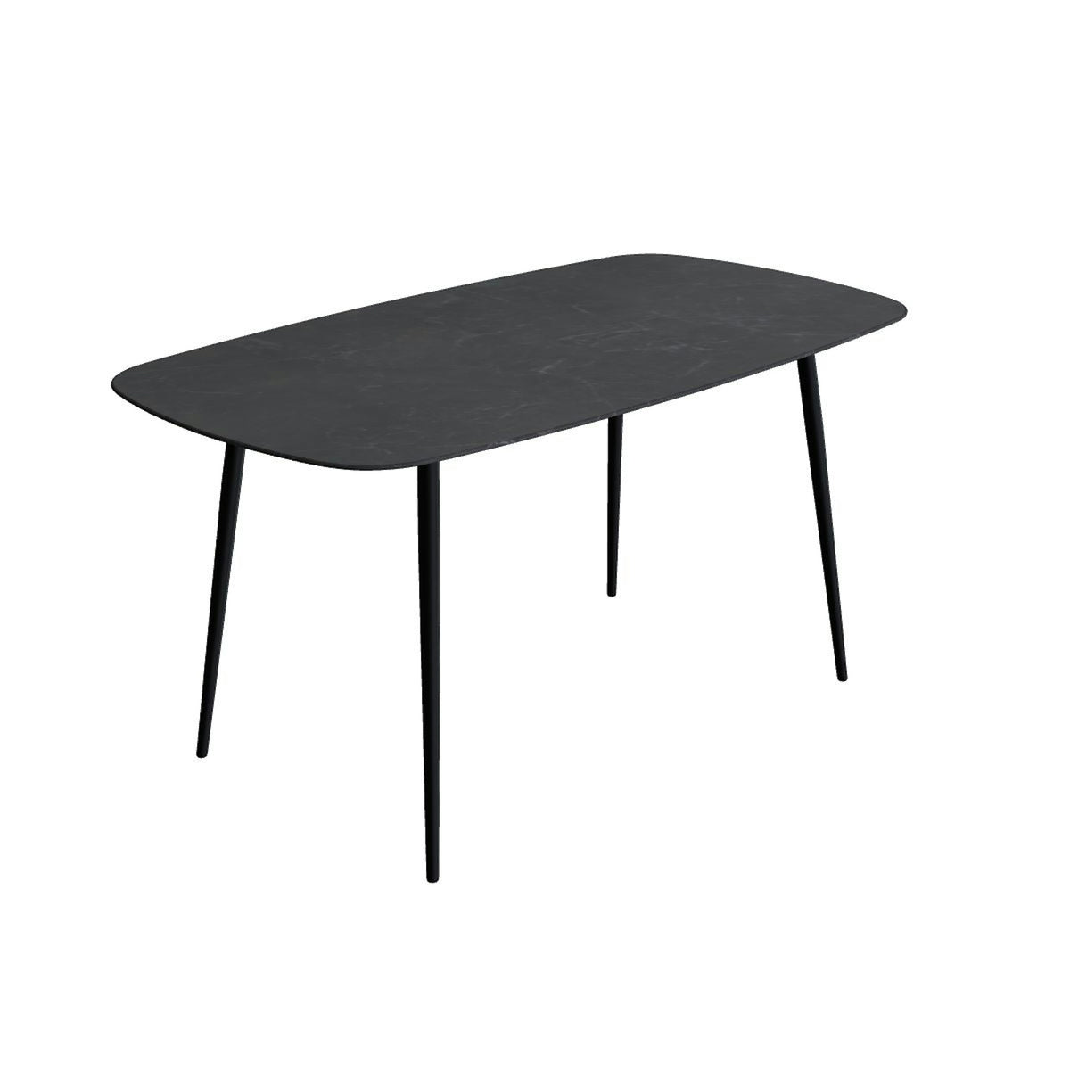 Royal Botania Styletto Bartisch oval 220 x 120 cm – Alu anthrazit · Keramik schwarz geädert (Nero Marquina)