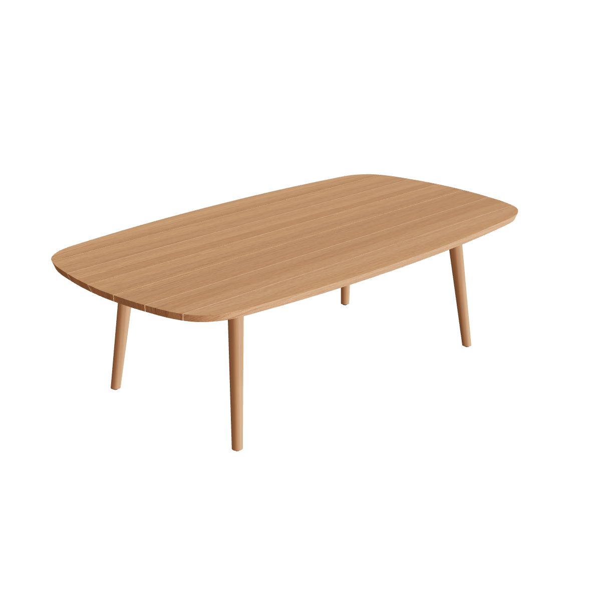 Royal Botania Styletto Low-Dining-Tisch oval 220 x 120 cm, Teakbeine, Teak